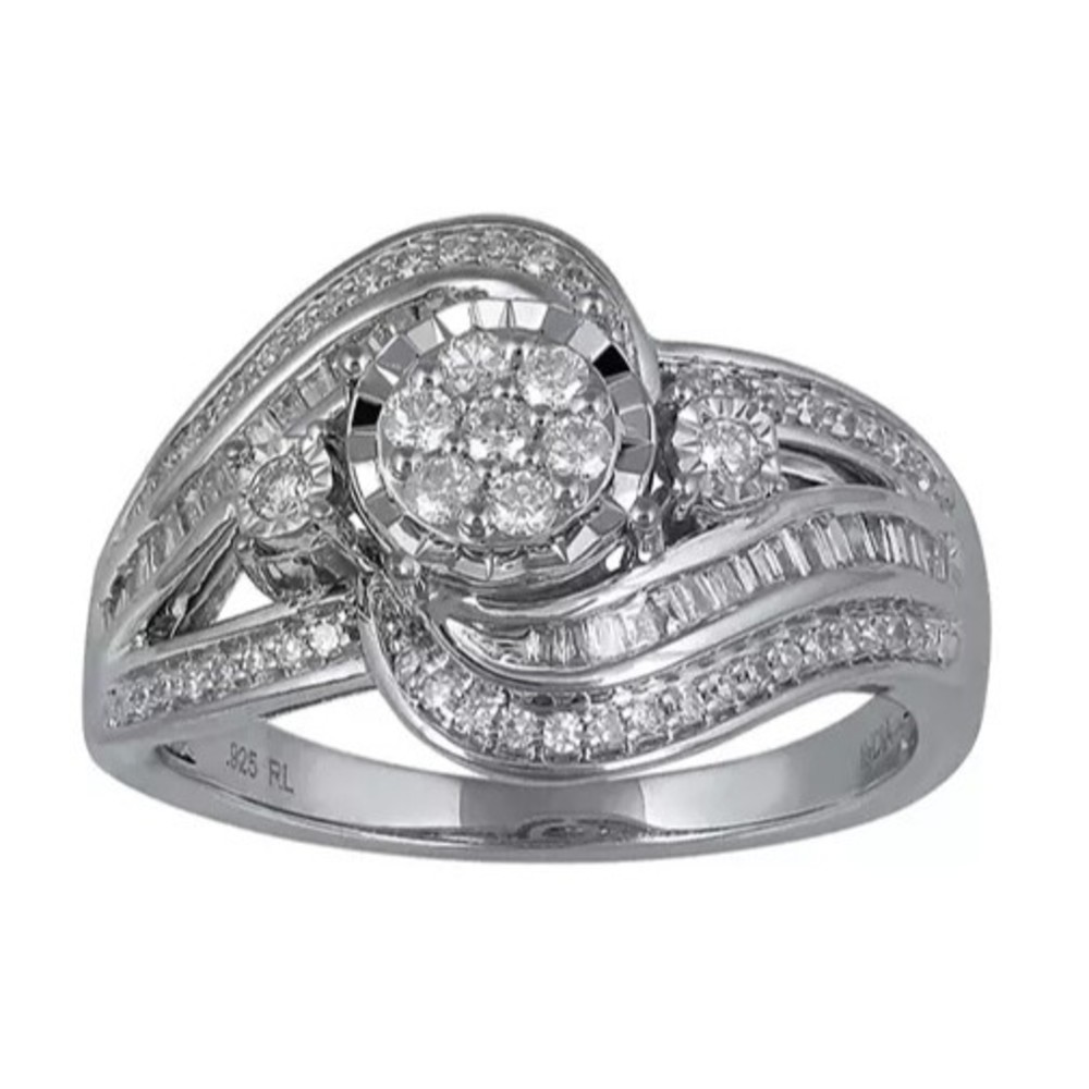 Women's 93 Diamonds, Slip on Sterling Silver imported Party Ring 1/2 CT. T.W.
